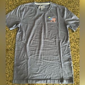 GOAT Short Sleeve Crewneck T-Shirt in Slate Blue with Patriotic Goat Logo